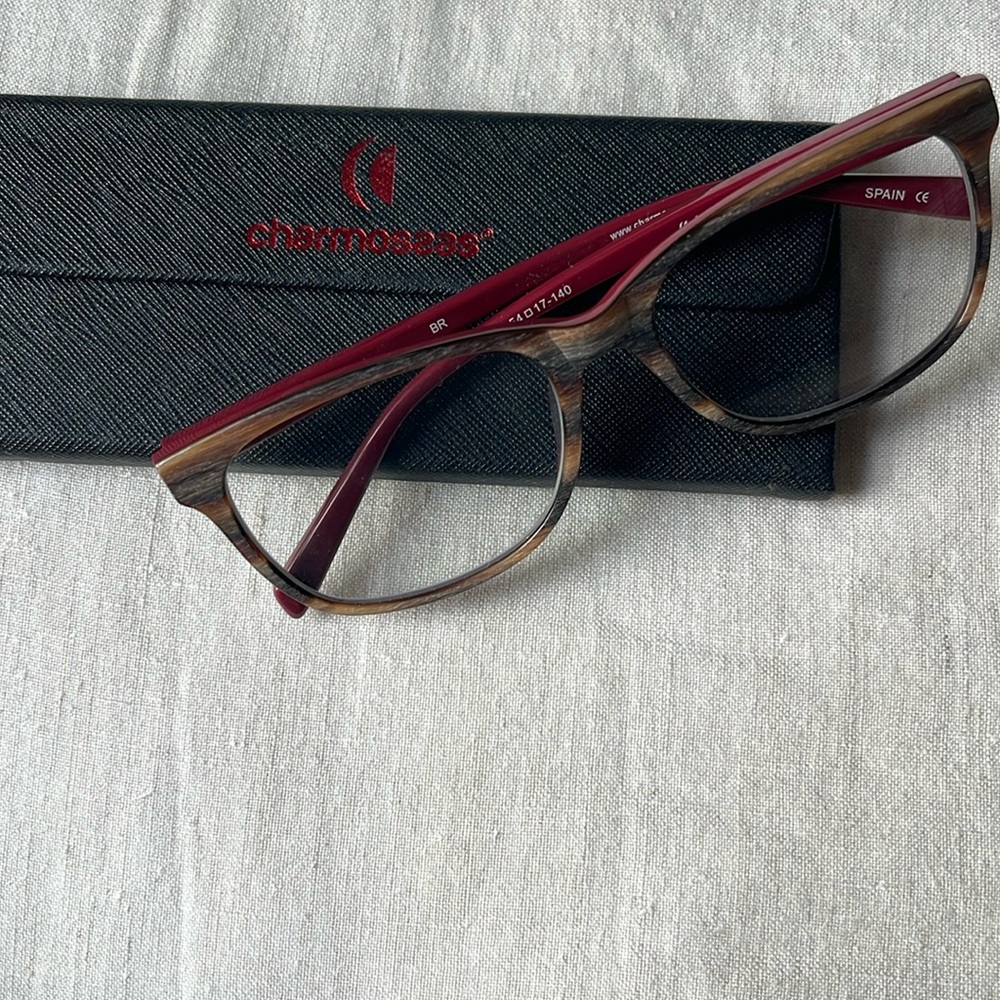 Charmossas eyeglass Frame with case. brand new. Style Matabo color Brown